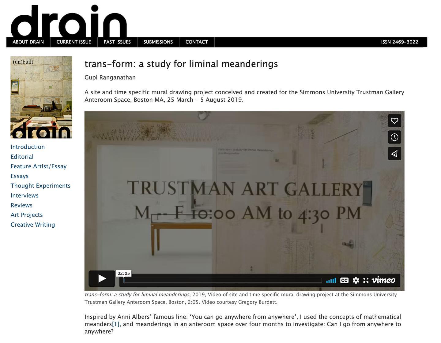 Drain magazine - transform: A study for liminal meanderings